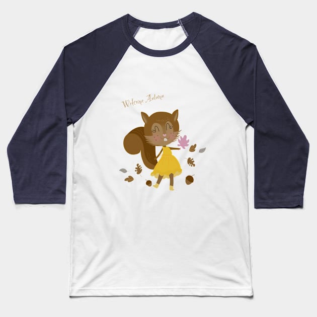 Welcome autumn squirrel girl Baseball T-Shirt by Arch4Design